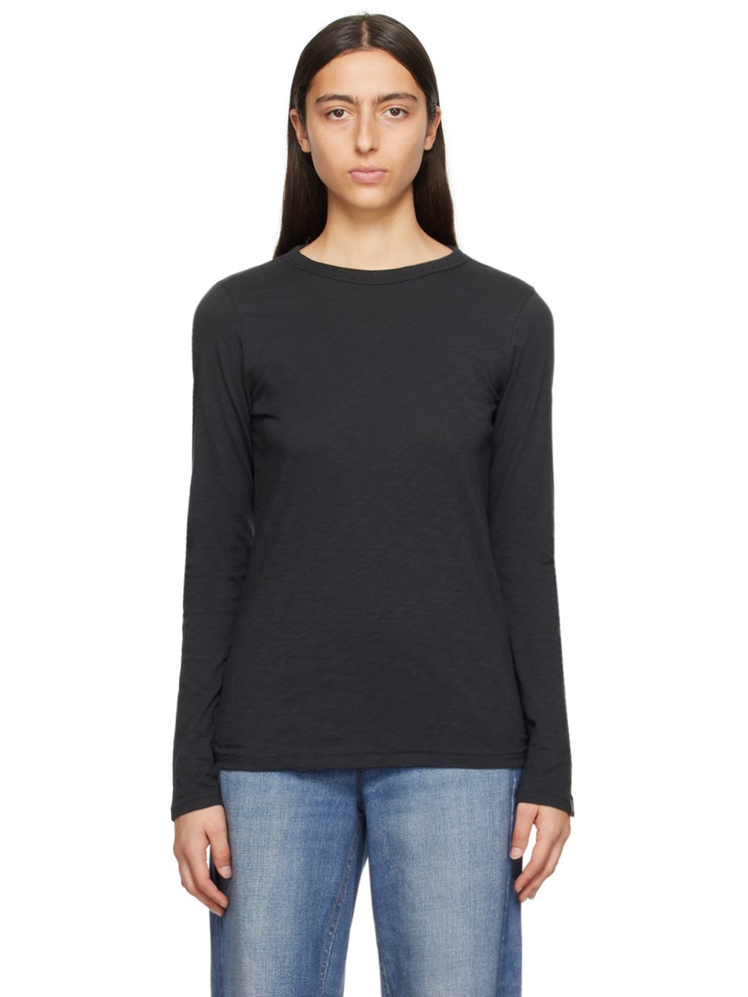 Black 'The Slub' Long Sleeve T-Shirt - 1