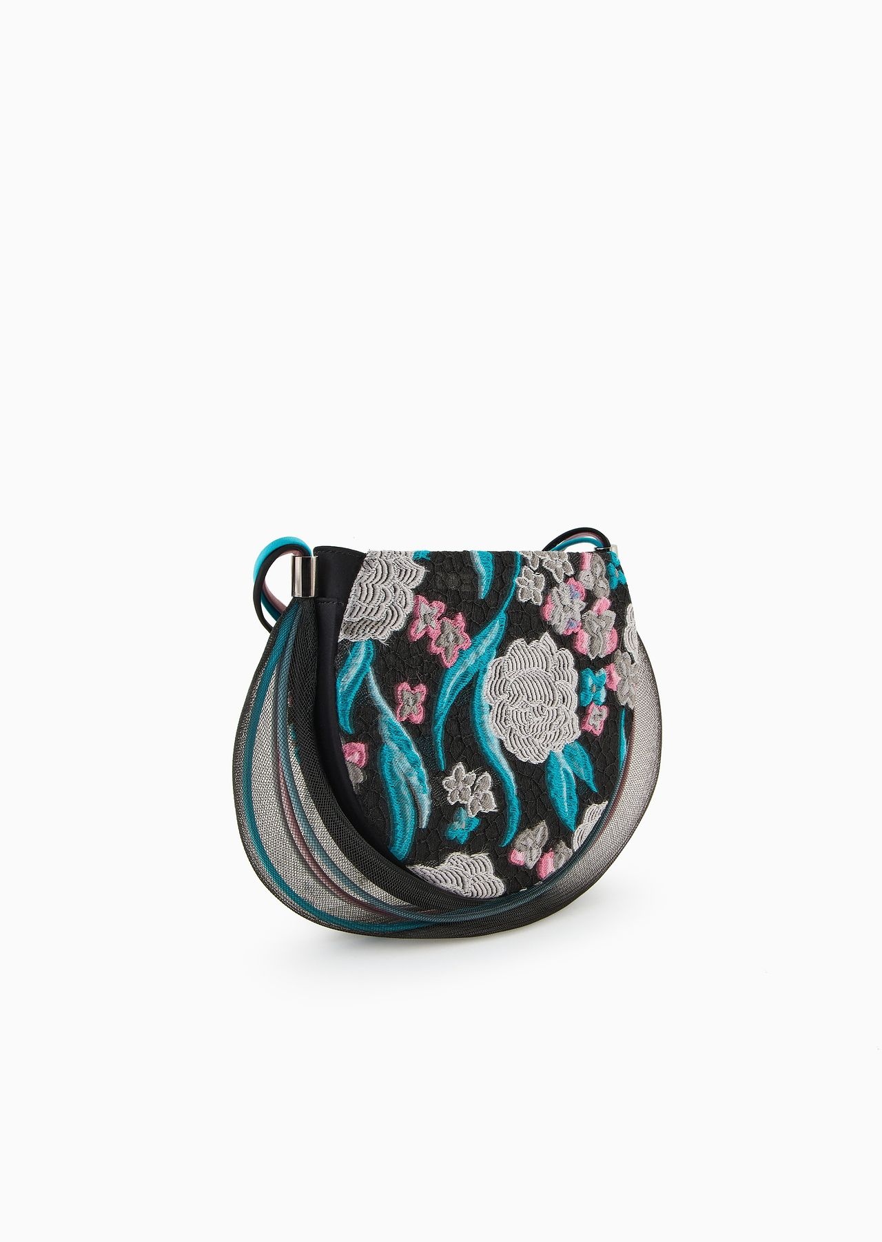 Velvet clutch bag with trailing floral embroidery and crinoline - 2