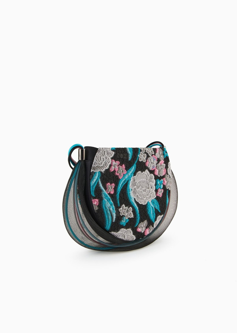 GIORGIO ARMANI Velvet clutch bag with trailing floral embroidery and crinoline outlook