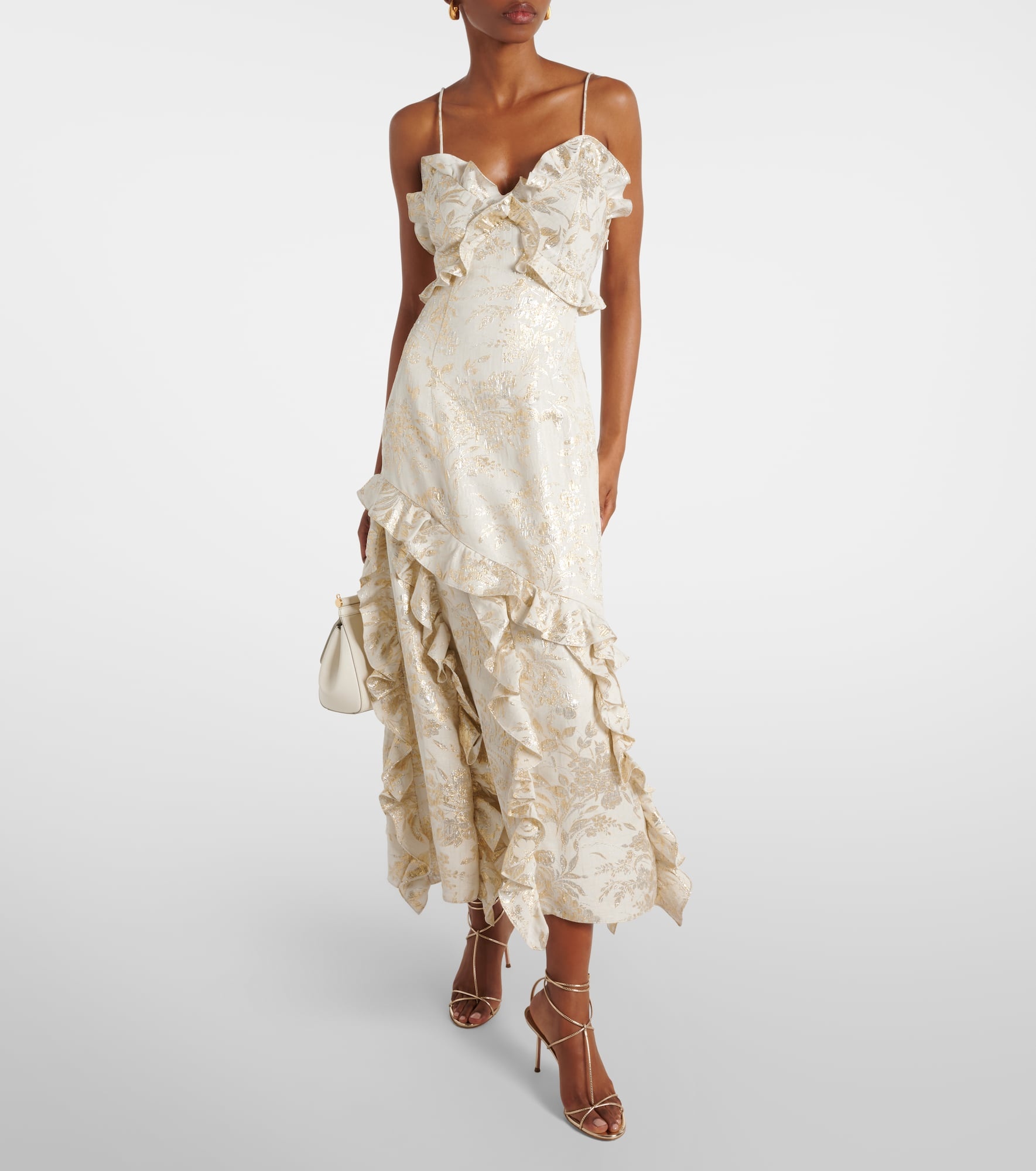 Calandra ruffled floral jacquard midi dress - 2