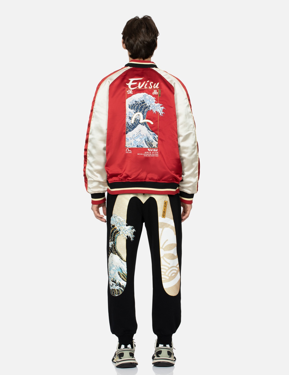 SEAGULL AND THE GREAT WAVE EMBROIDERY REVERSIBLE LOOSE FIT SOUVENIR JACKET - 5