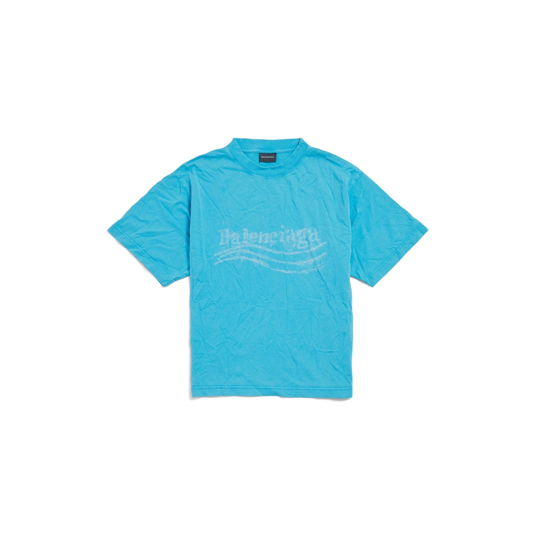 Women's Washed Crayon Political T-shirt Medium Fit in Azure - 1