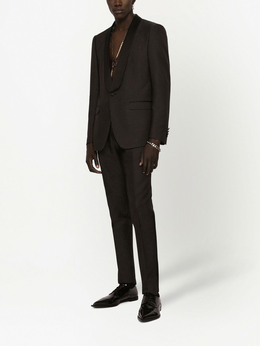 micro-dot single-breasted blazer - 3