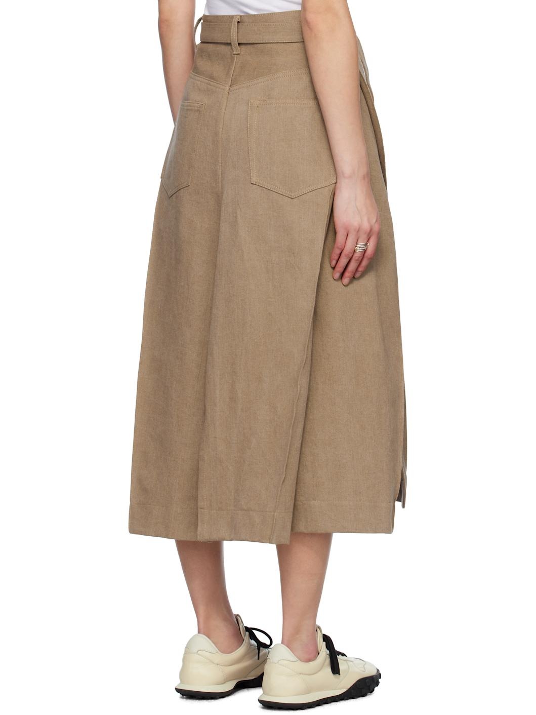 Beige Mix Denim Midi Skirt - 3
