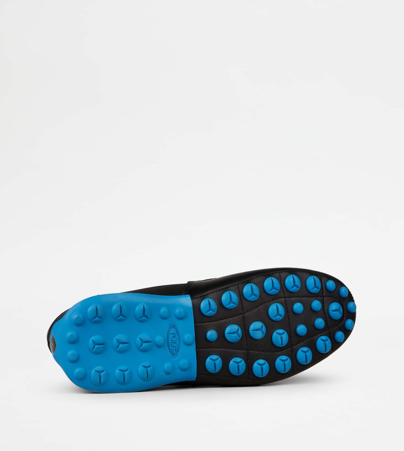 LOAFERS IN LEATHER - BLACK, LIGHT BLUE 4