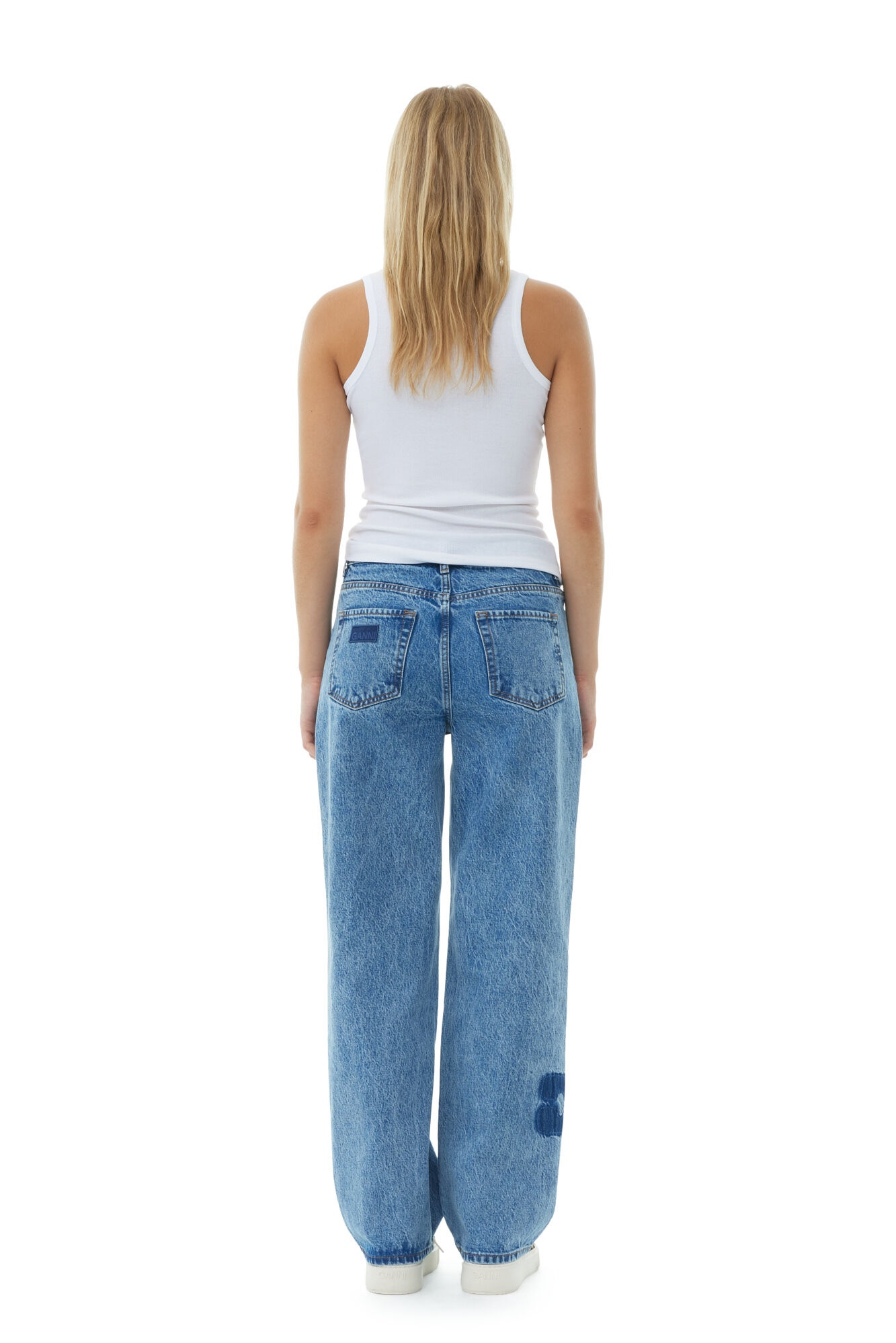 MID BLUE STONE PATCH IZEY JEANS - 5