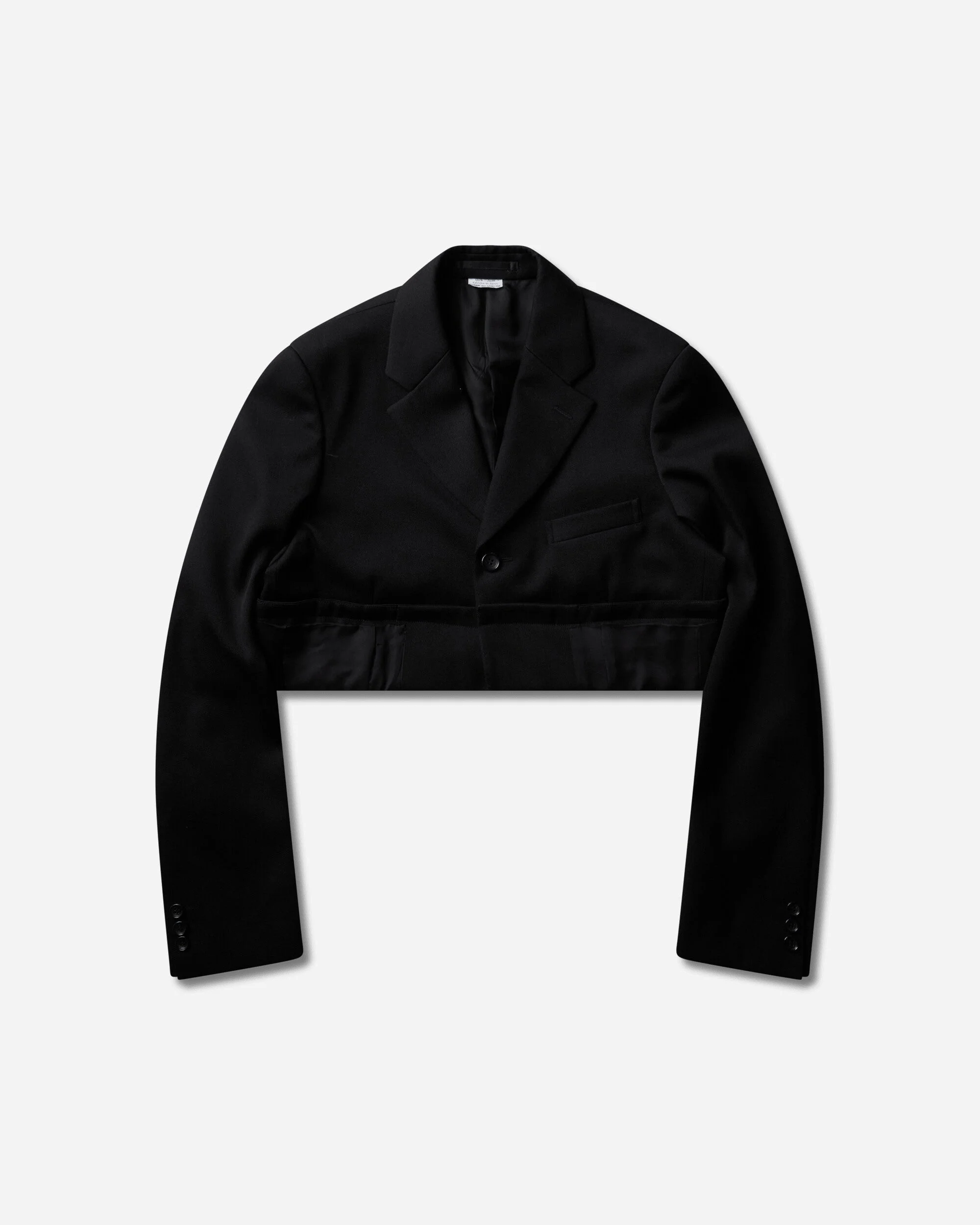 Men's Wool Satin Layered Cropped Blazer - 1