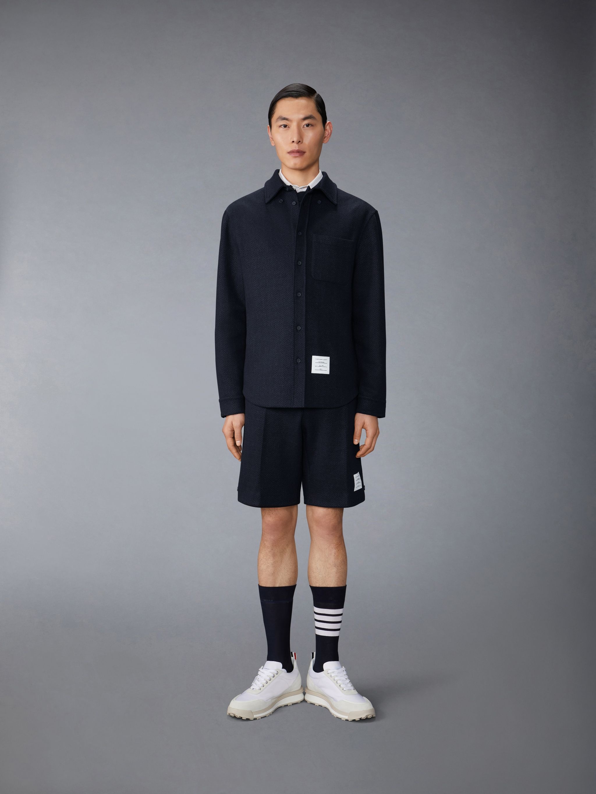 Boiled Cotton Wool Herringbone Oversized Shirt - 5