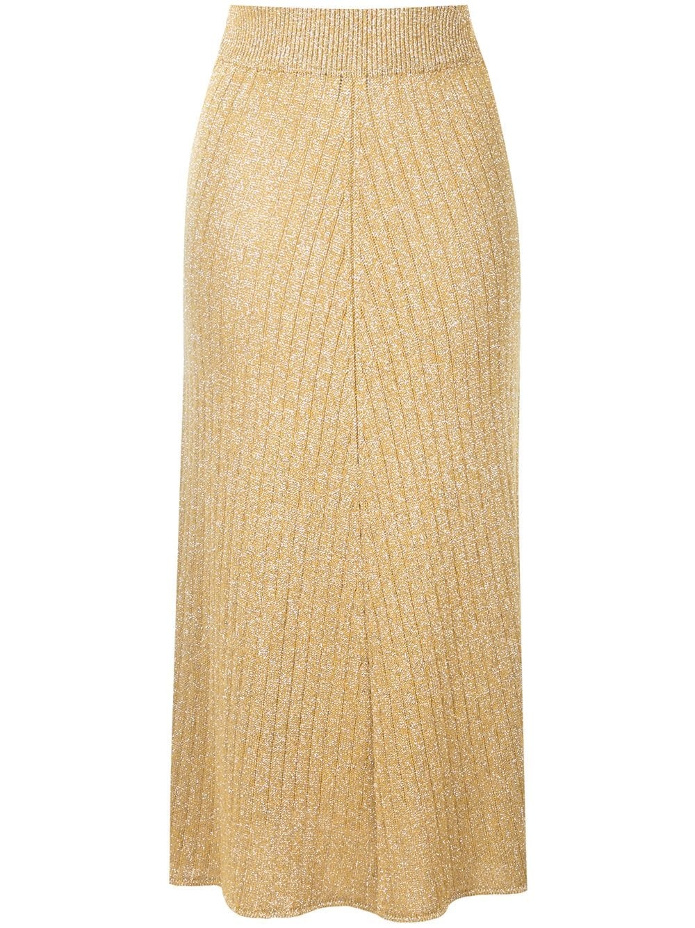 high-waisted ribbed knit skirt - 1