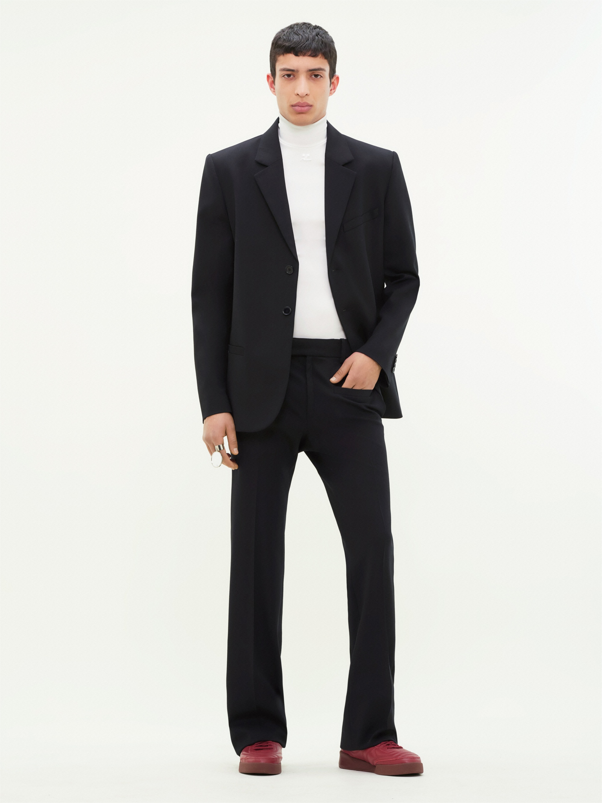 ZIPPED SLEEVES WOOL TAILORED JACKET - 2