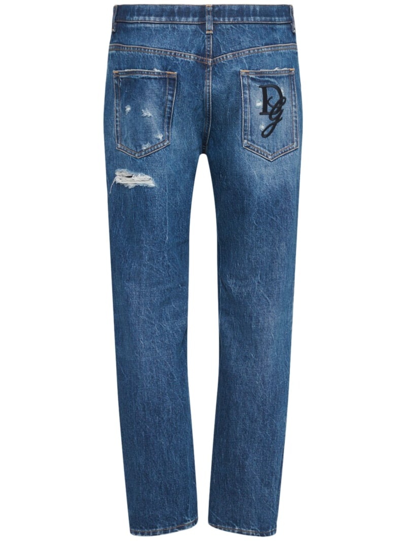 Distressed denim five pocket jeans - 4