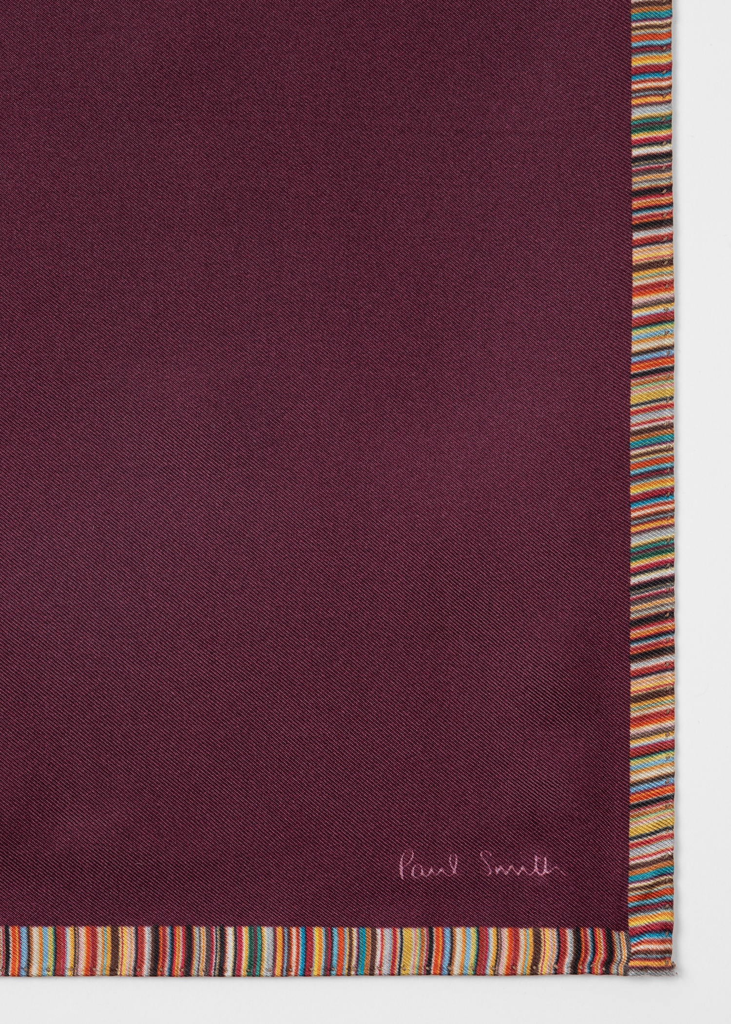 Maroon 'Signature Stripe' Silk Pocket Square - 4