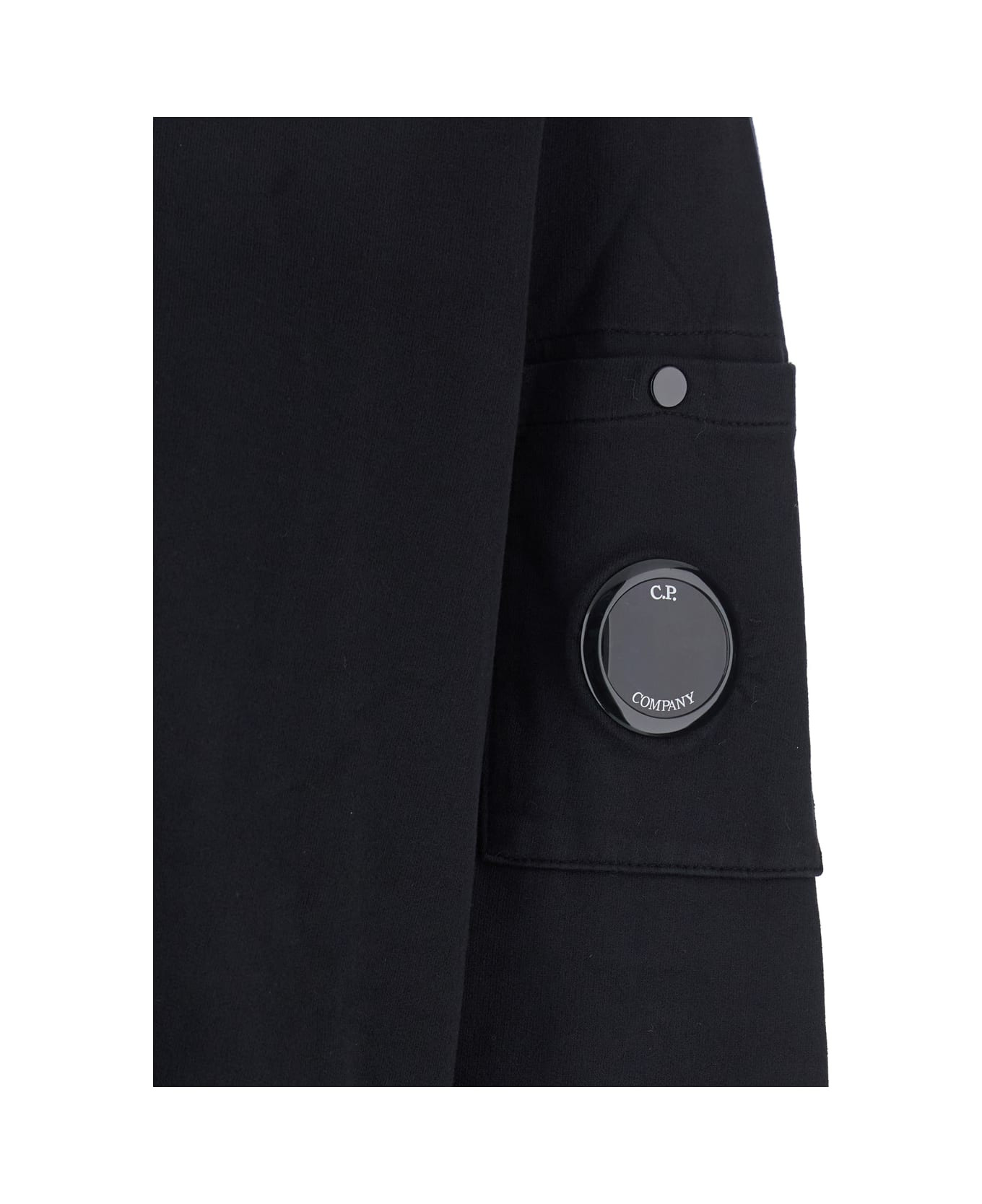 Black Sweatshirt With Polo Shirt Style Collar And Logo Plaque On The Sleeve In Cotton Man - 3