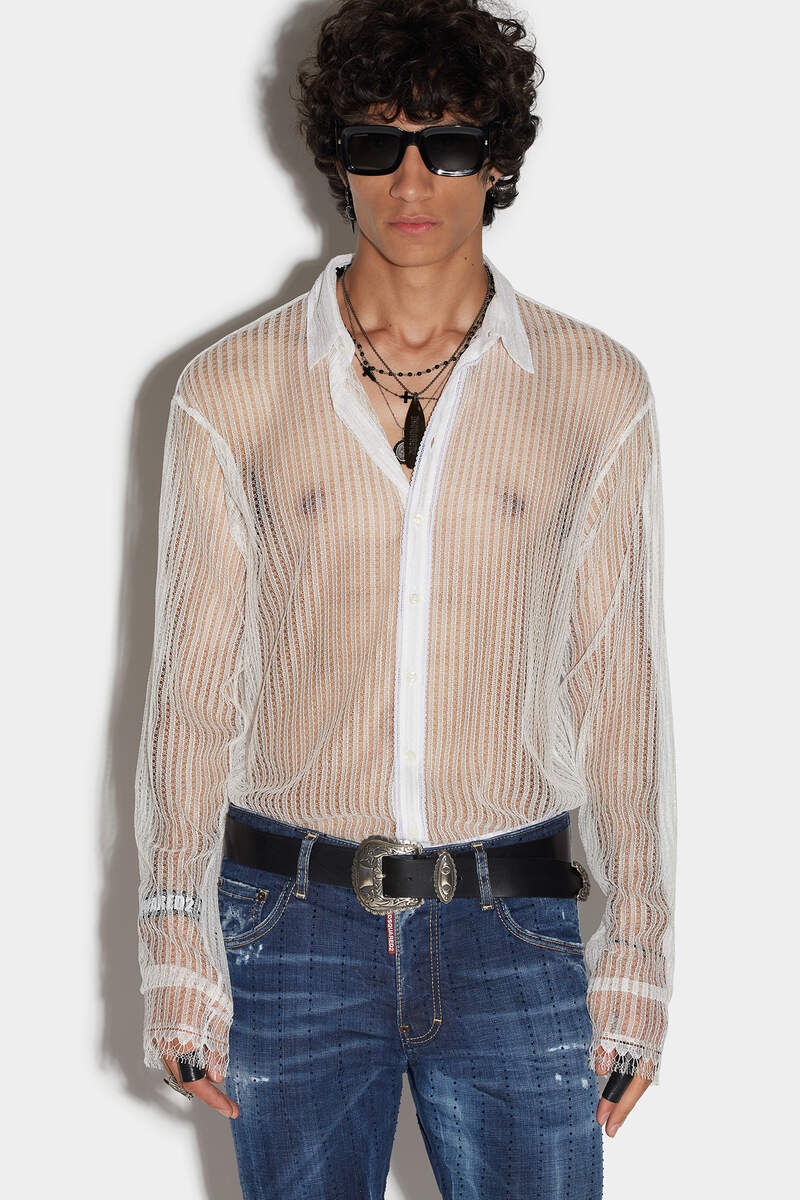 LACE DROPPED SHOULDER SHIRT - 3