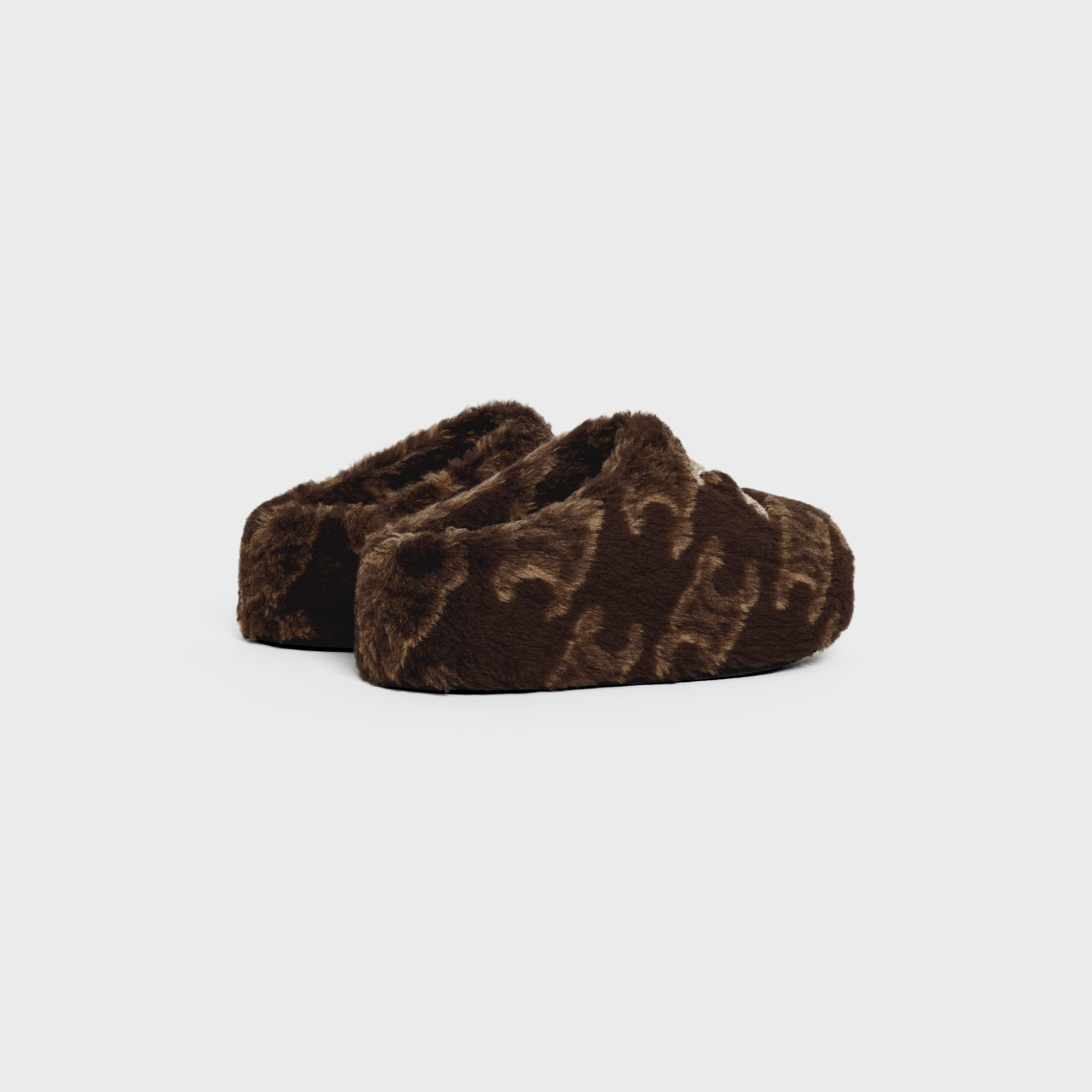 CELINE FUR MULE in WOOL TRIOMPHE JACQUARD - 3