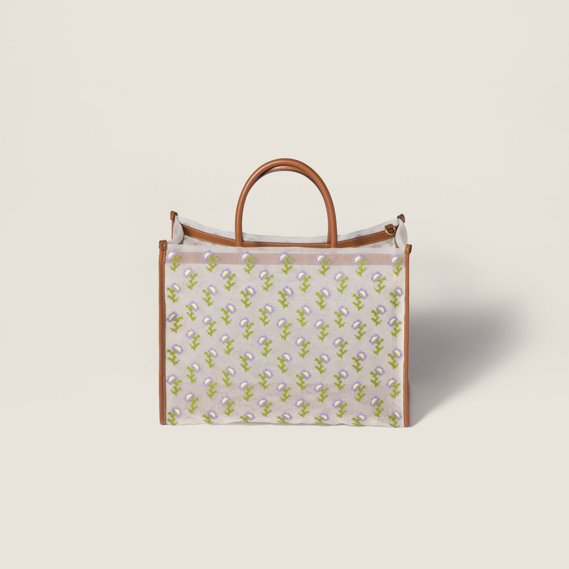 Embroidered mesh shopping bag 3