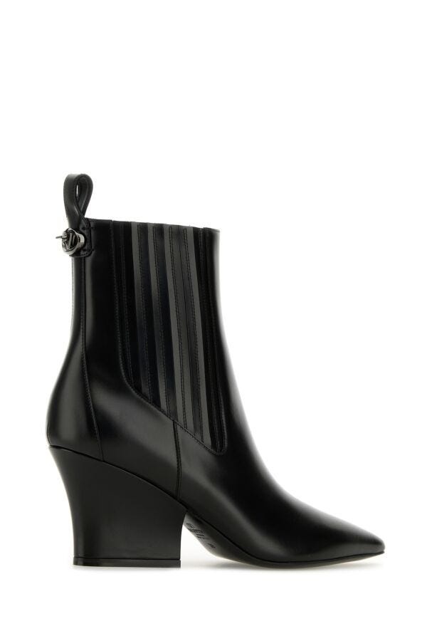 Black leather VLogo Lockette ankle boots - 3