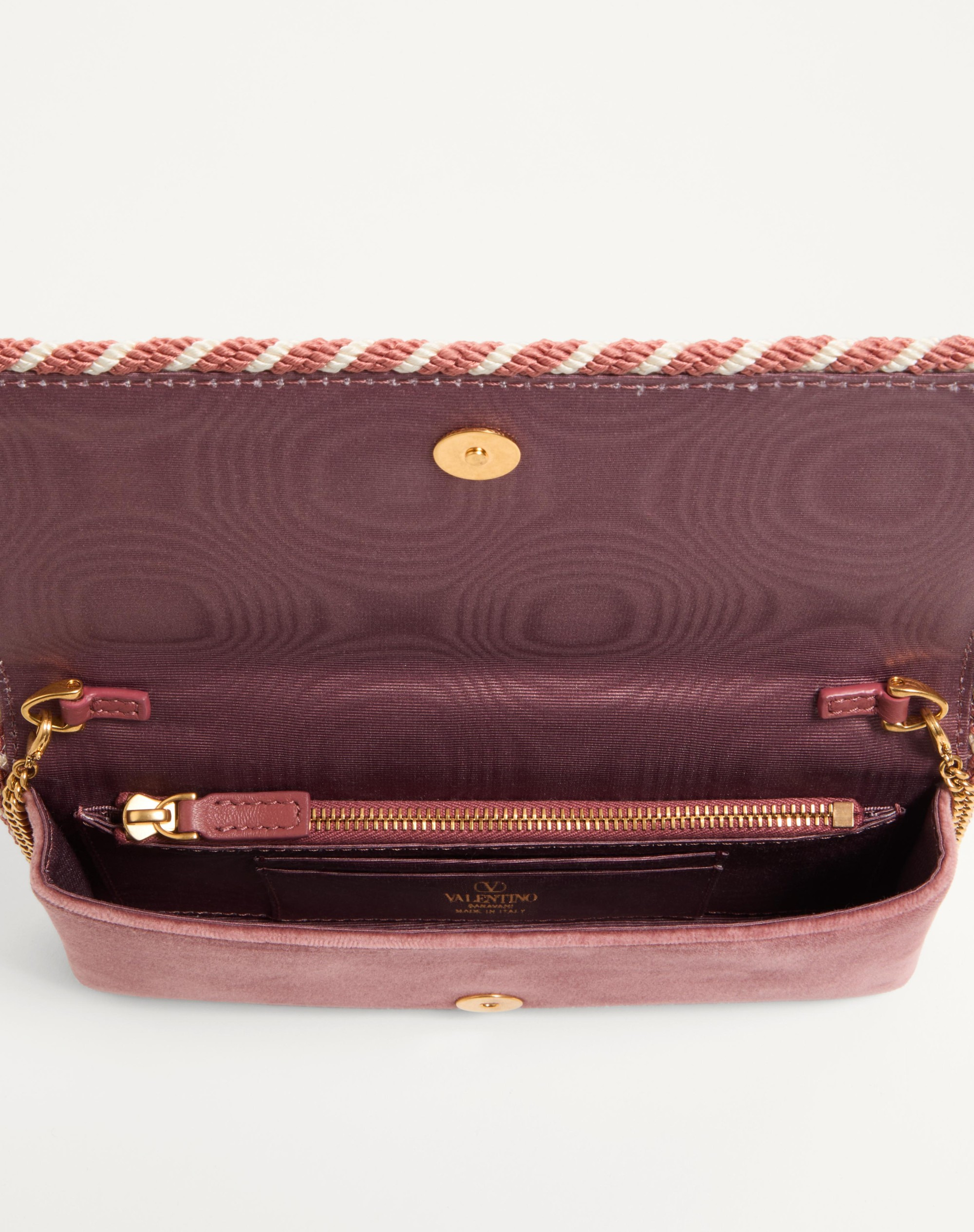 VLOGO SIGNATURE VELVET CHAIN WALLET WITH JEWEL LOGO - 6