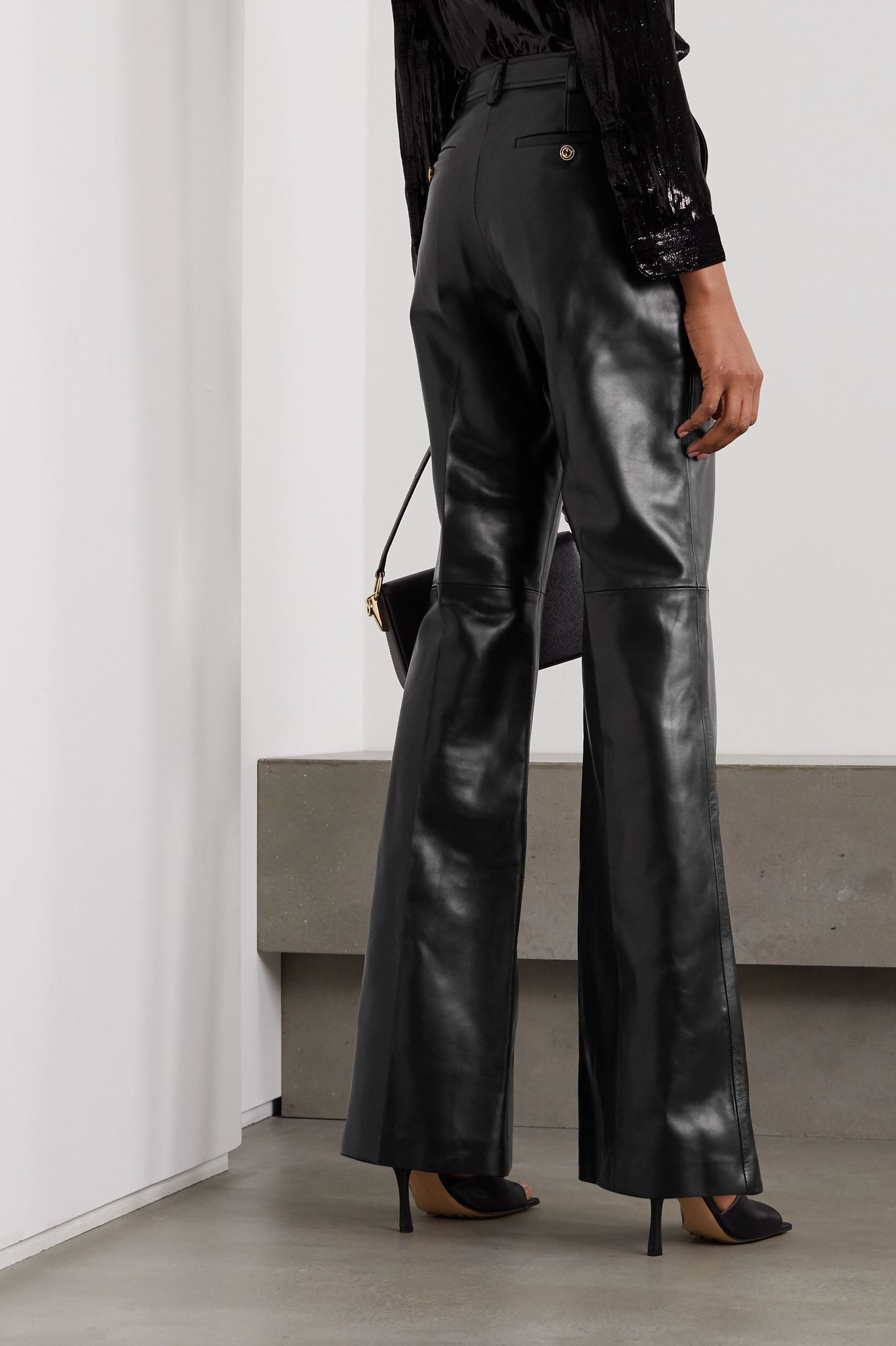 Leather straight-leg pants - 3