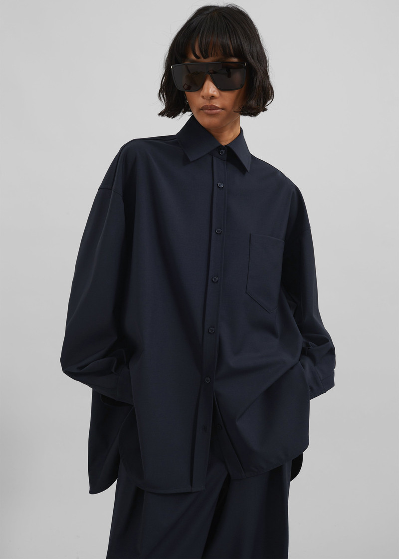 Georgia Wool Blend Shirt - Dark Navy 1