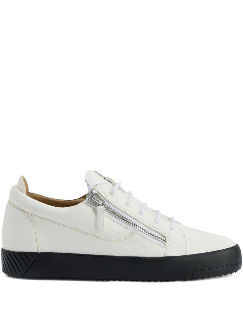 zip-detail leather low-top sneakers 1
