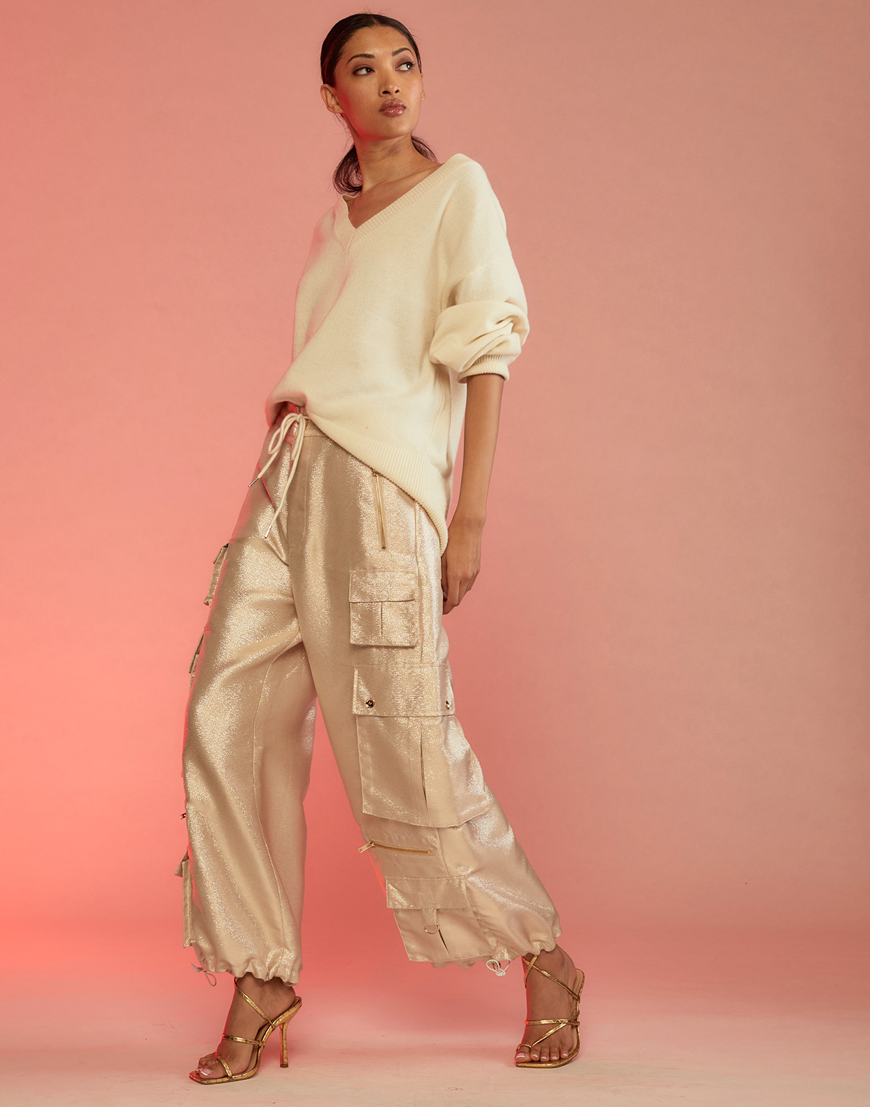 Metallic Cargo Pants - 1