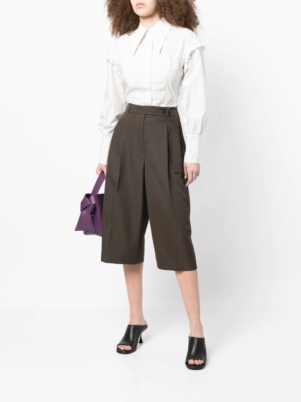 belted pleated cropped trousers - 2