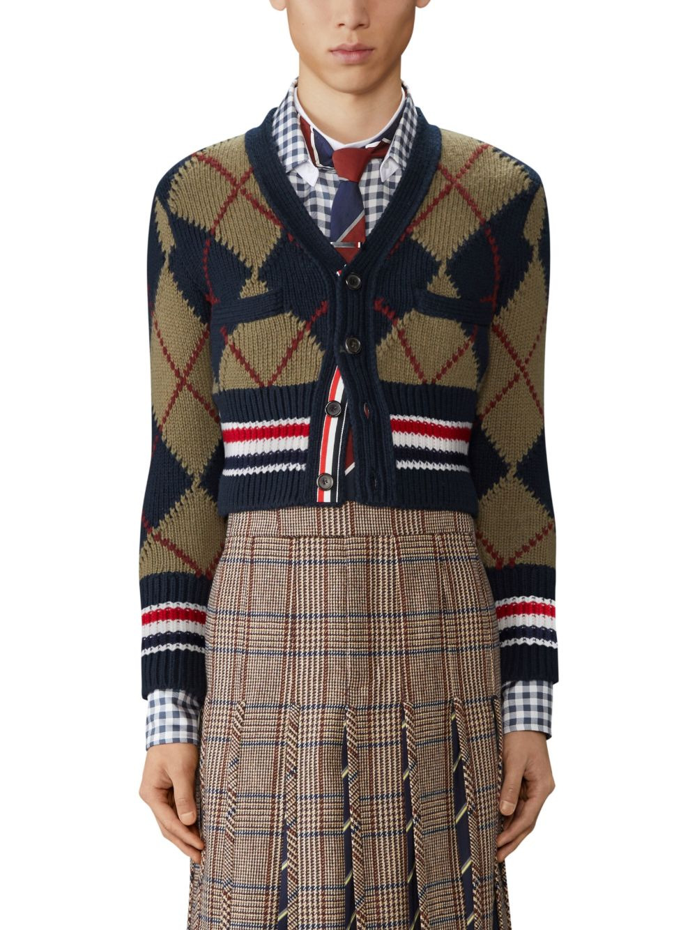 argyle-intarsia V-neck cardigan - 3