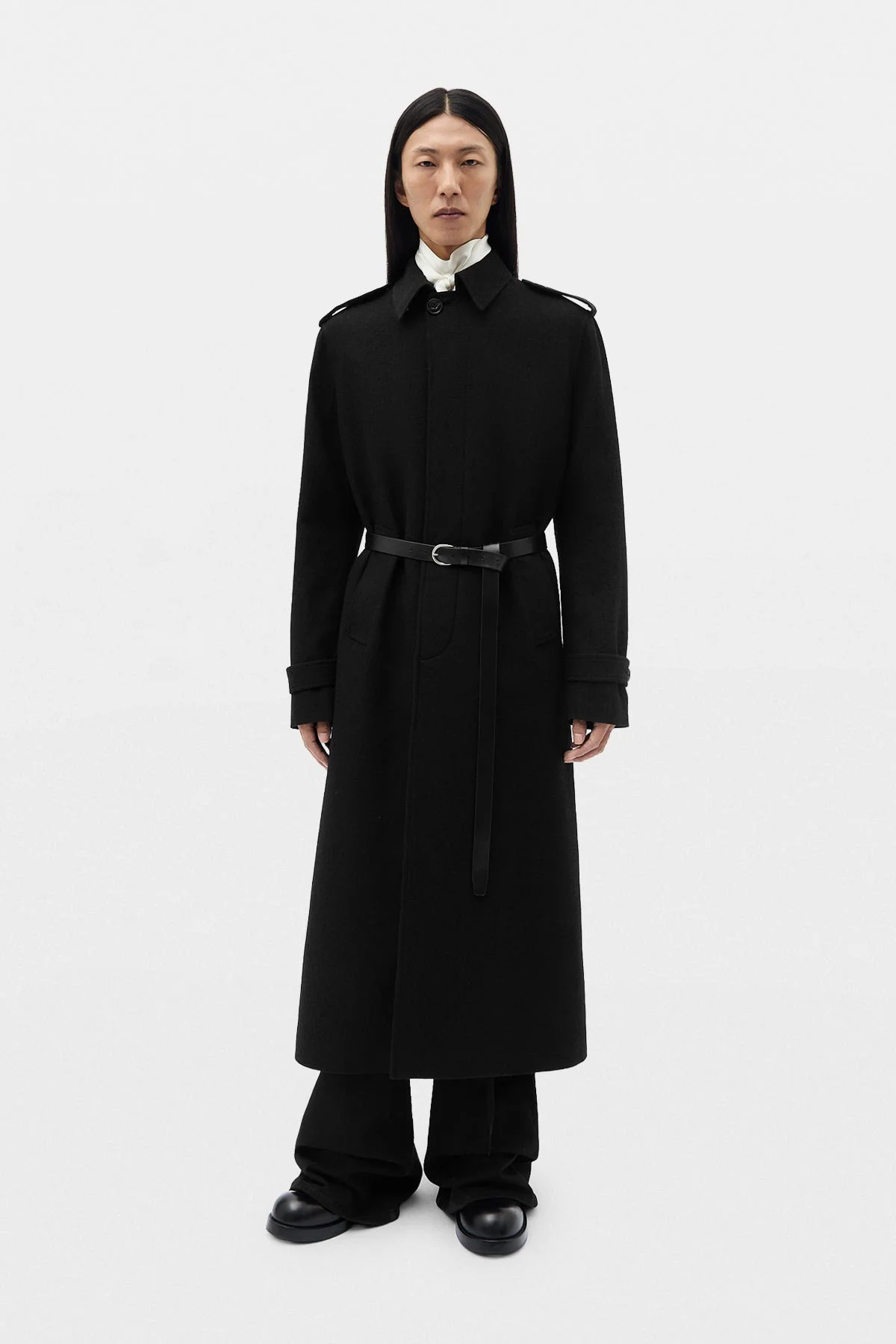 Wilmer Car Coat with Leather Belt - 1