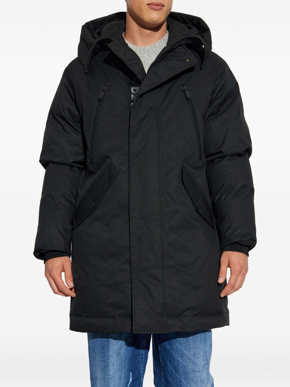 hooded zip-fastening parka - 3