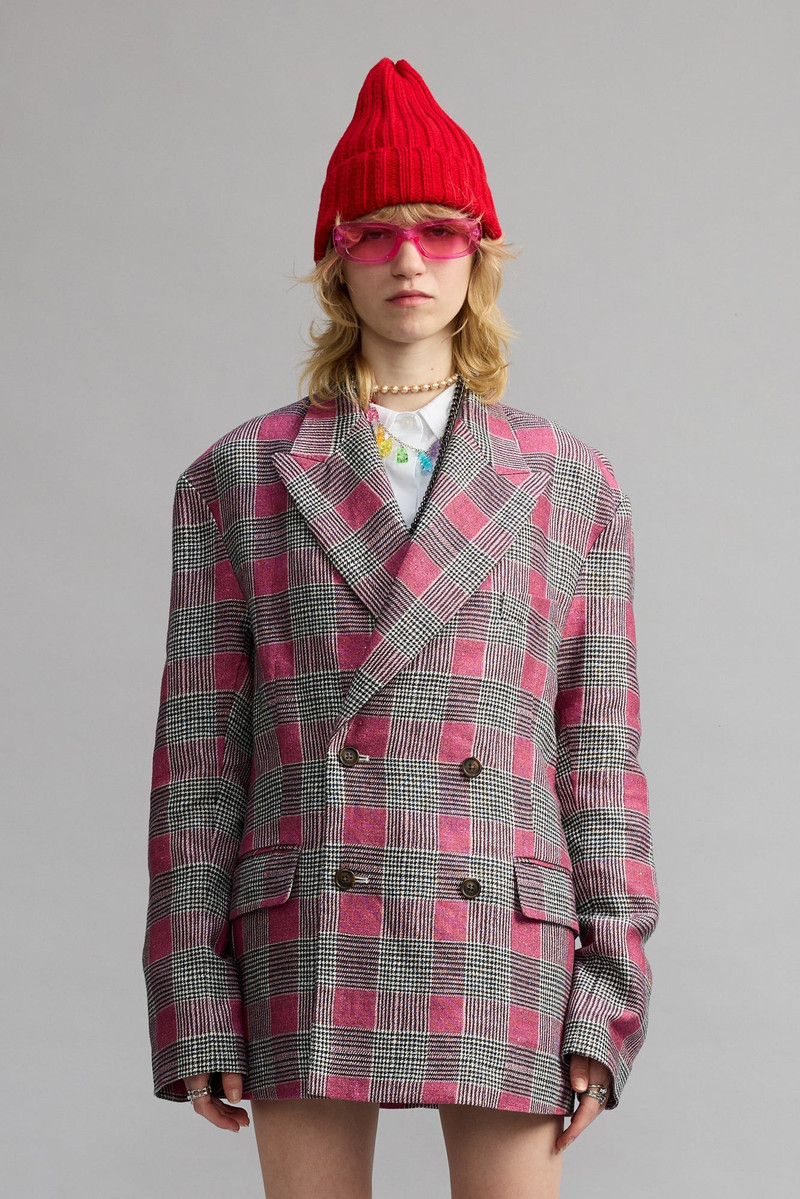 DOUBLE-BREASTED PEAK LAPEL RAGGED BLAZER 4