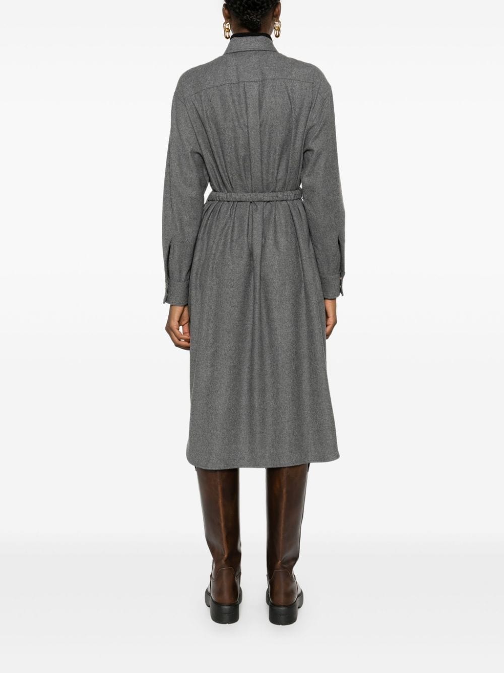 logo-patch shirt dress - 4