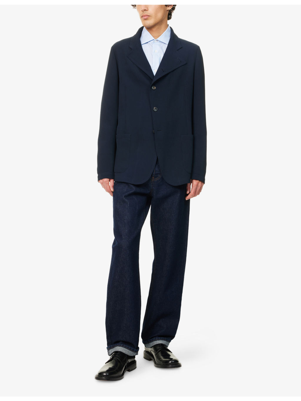 Funnel-Neck Patch-Pocket Jersey Blazer - 2