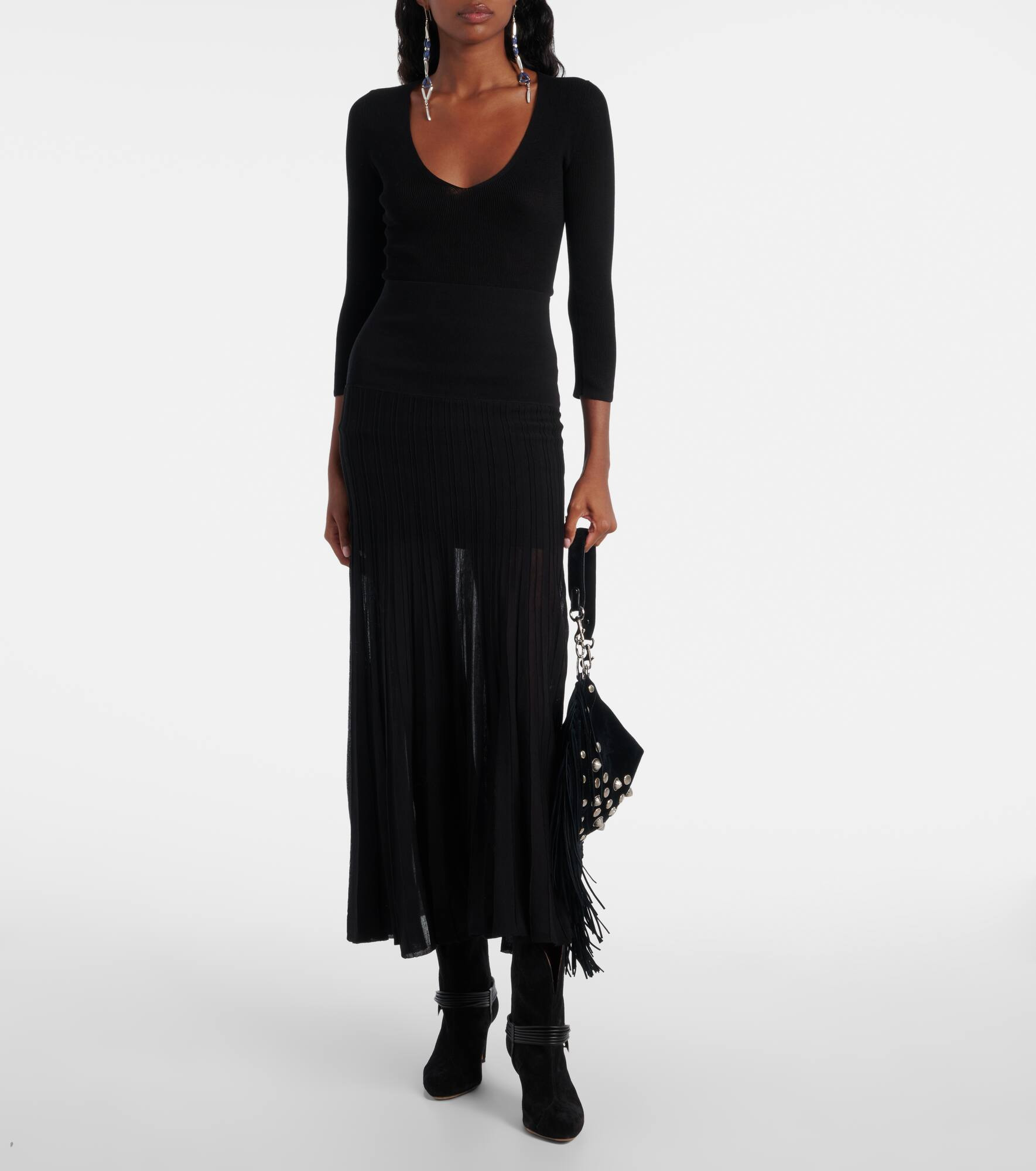 Ezra pleated semi-sheer crêpe skirt - 2