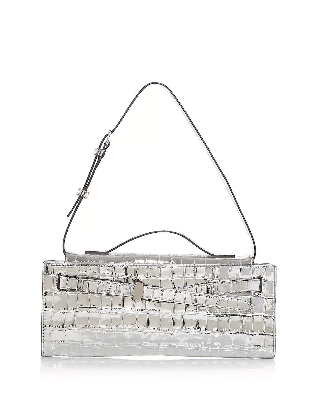 Dash Croc Embossed Leather Clutch - 1