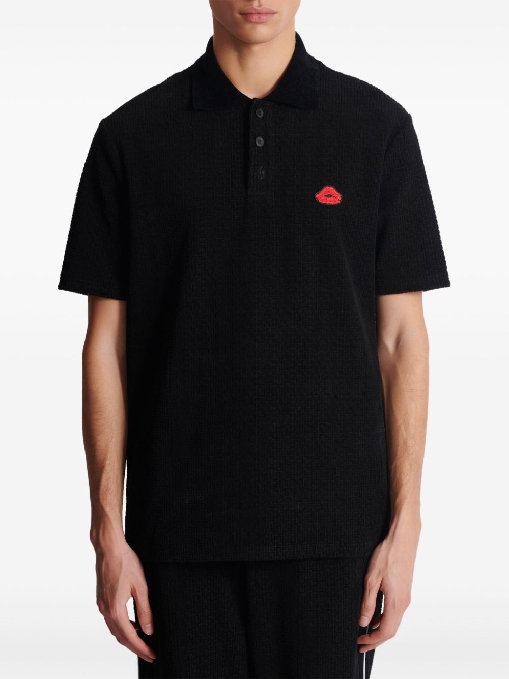 monogram velvet cotton polo shirt - 5