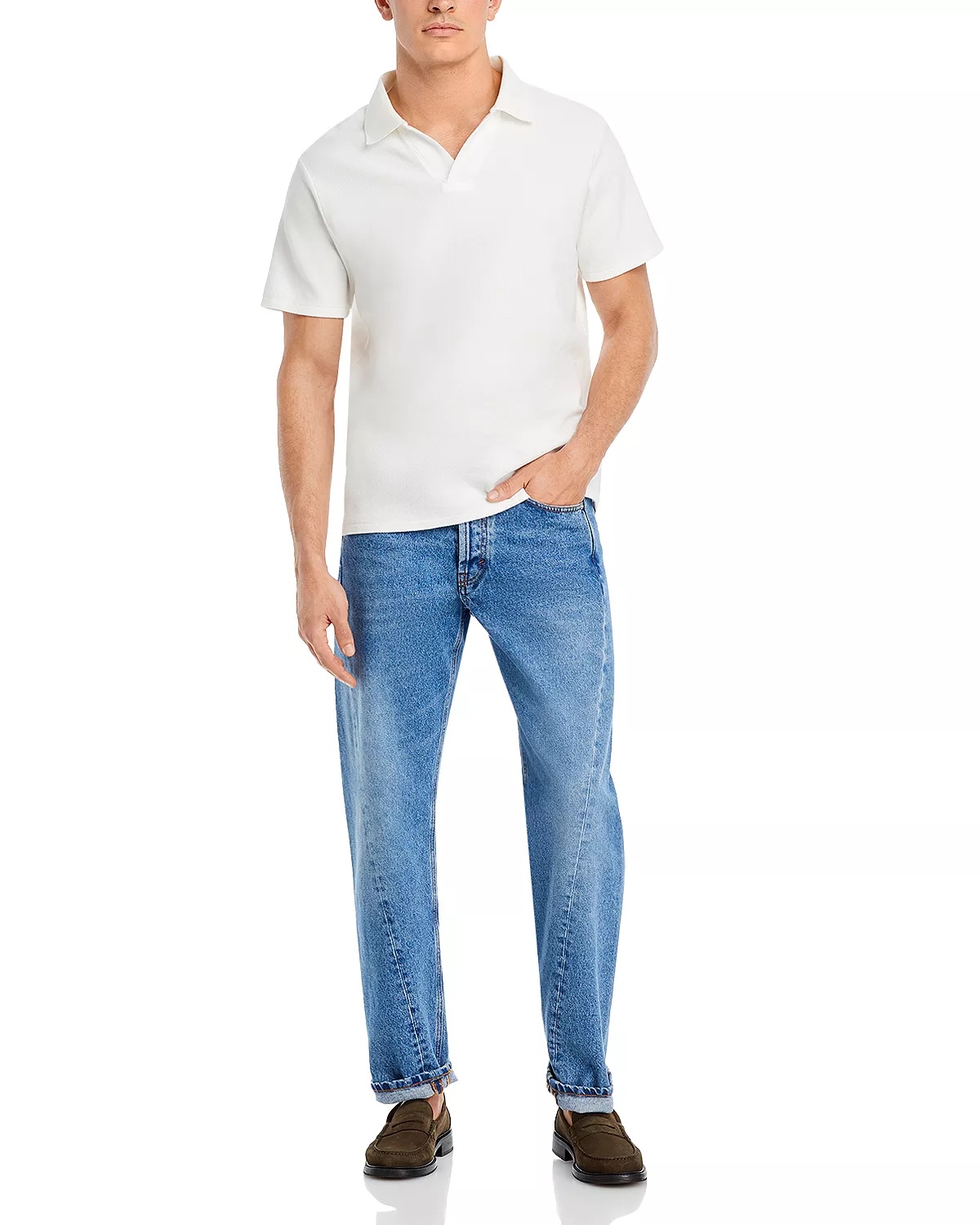 Jacquard Short Sleeve Open Collar Polo Shirt - 2