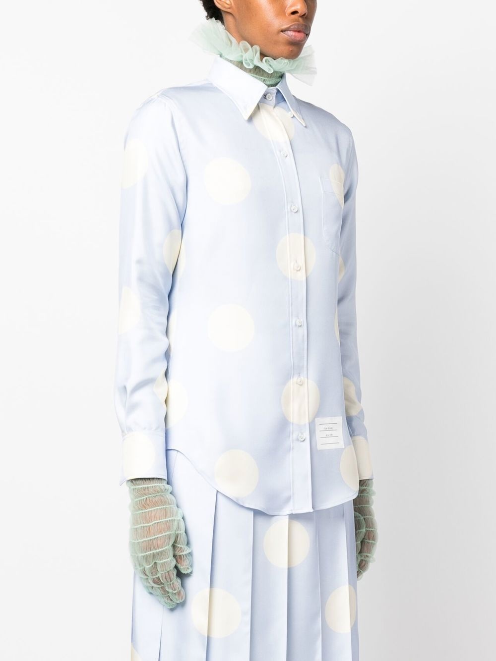polka-dot silk long-sleeve shirt - 3