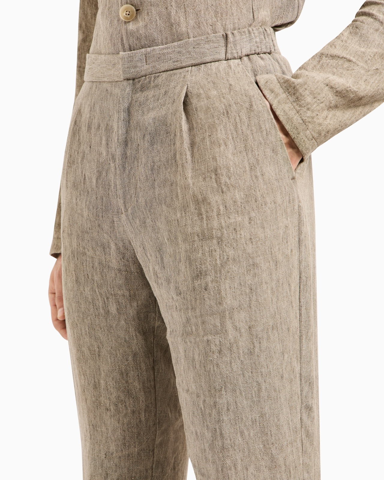 CRÊPE-EFFECT FADED LINEN TROUSERS WITH PLEATS - 5