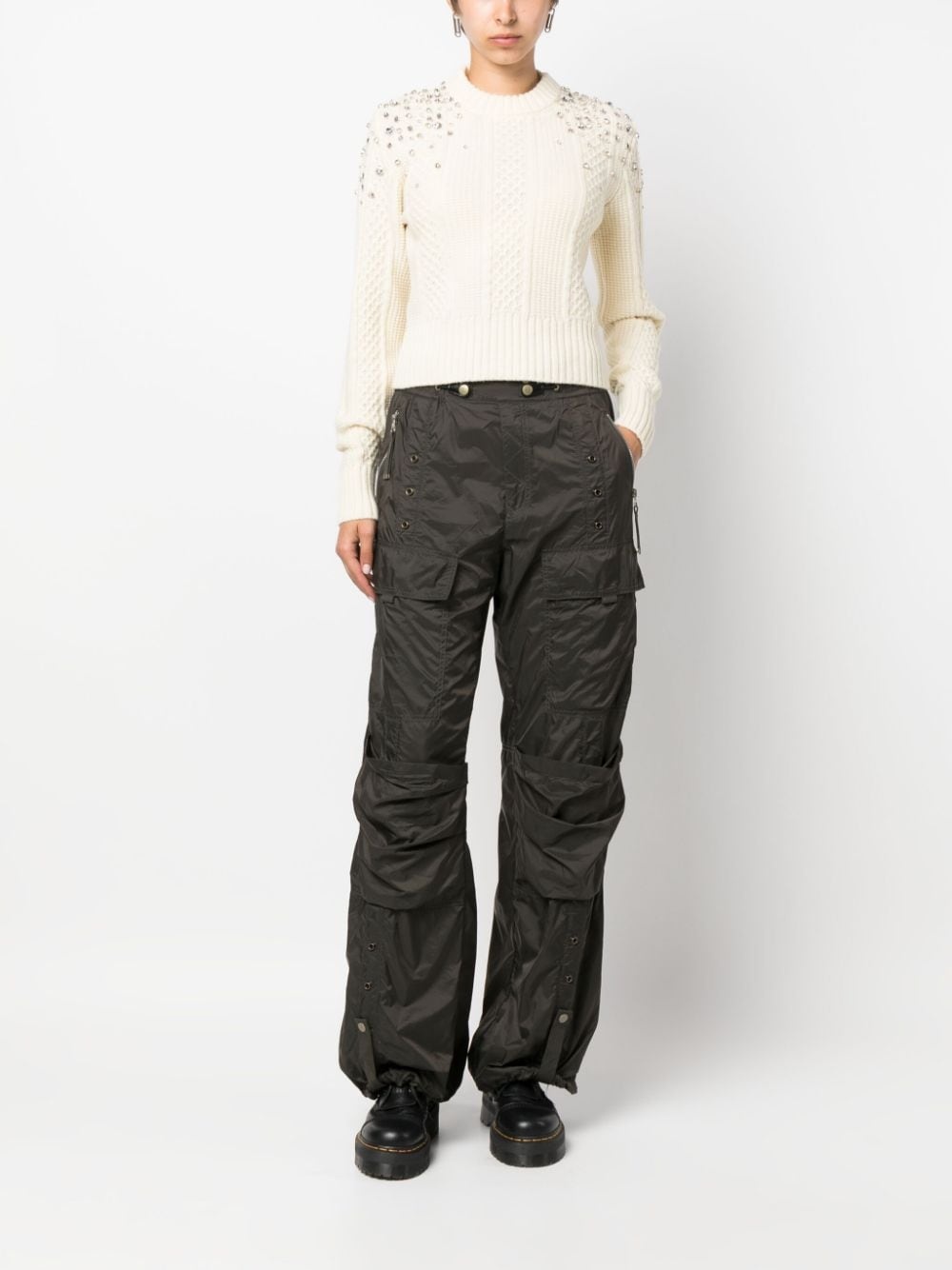 crystal-embellished virgin wool jumper - 2