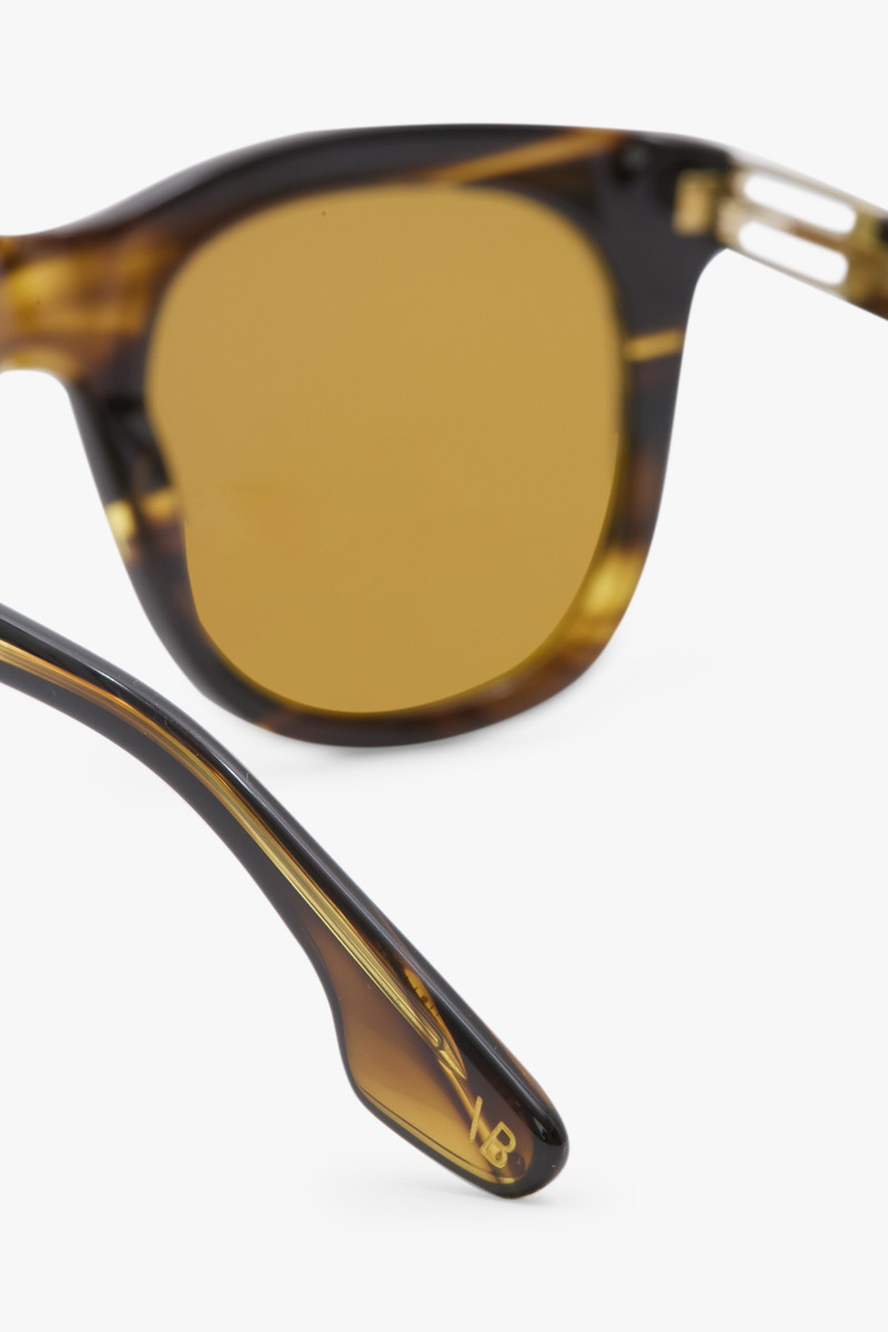 Acetate B Frame Sunglasses in Striped Khaki Horn 5