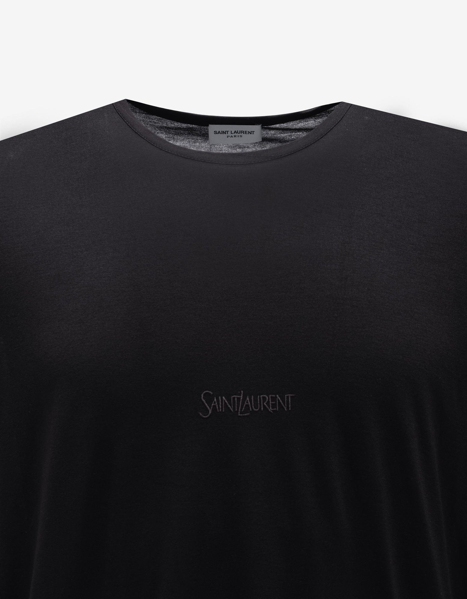Saint Laurent Black Logo Embroidered T-Shirt - 3