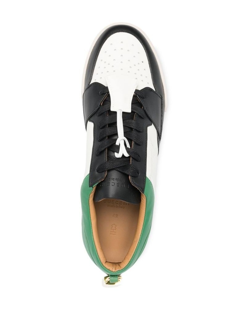 panelled leather sneakers - 4