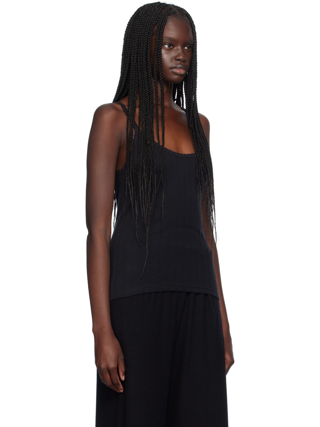 Black Spaghetti Strap Tank Top - 2