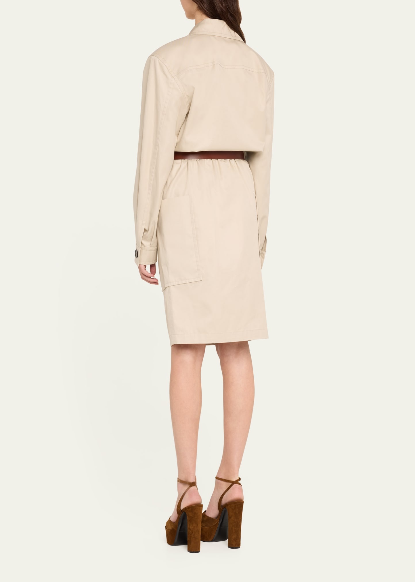 Cargo Pocket Zip Front Ls Shirtdress - 3
