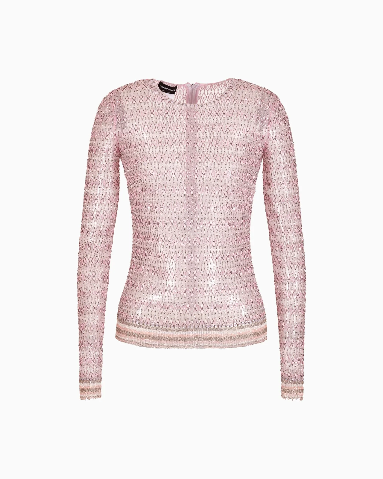Crew-neck jumper in tulle with crystal embroidery - 1