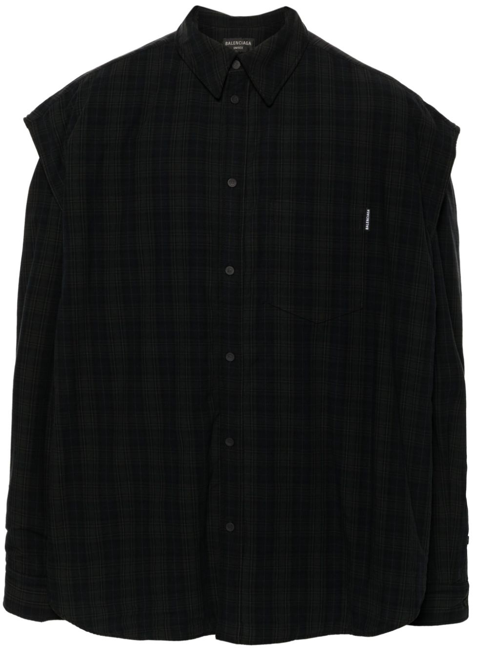 checked-pattern long-sleeve shirt - 1
