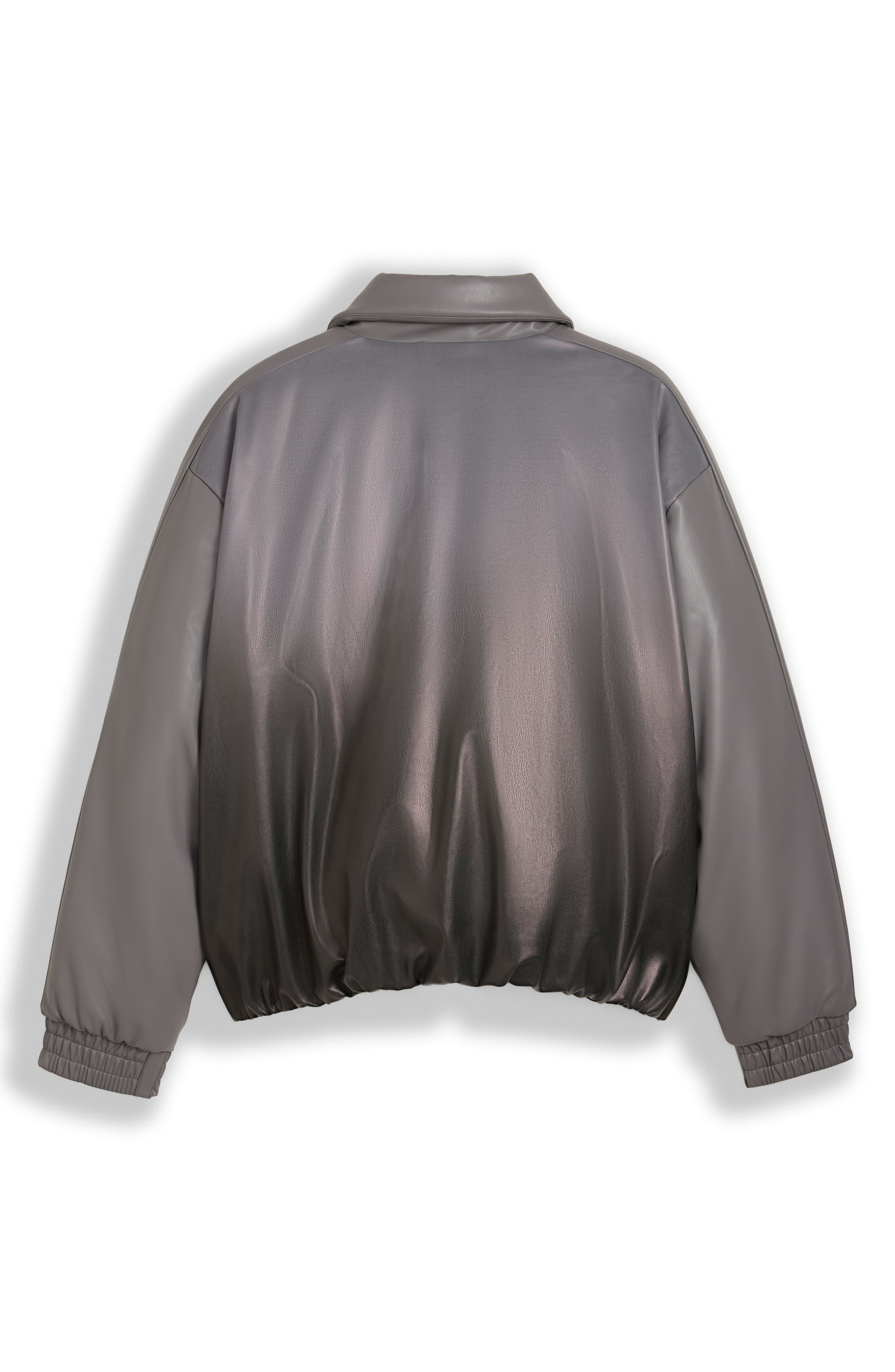 PUMA Oversize Faux Leather Bomber Jacket in Shadow Gray at Nordstrom - 5