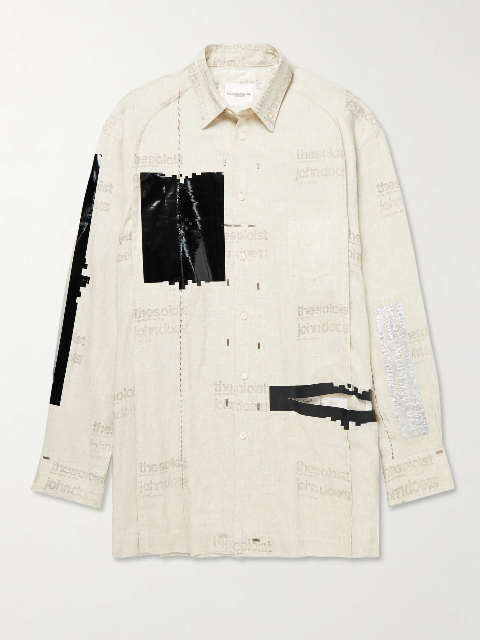 Oversized Cutout Embroidered Printed Canvas Shirt - 1