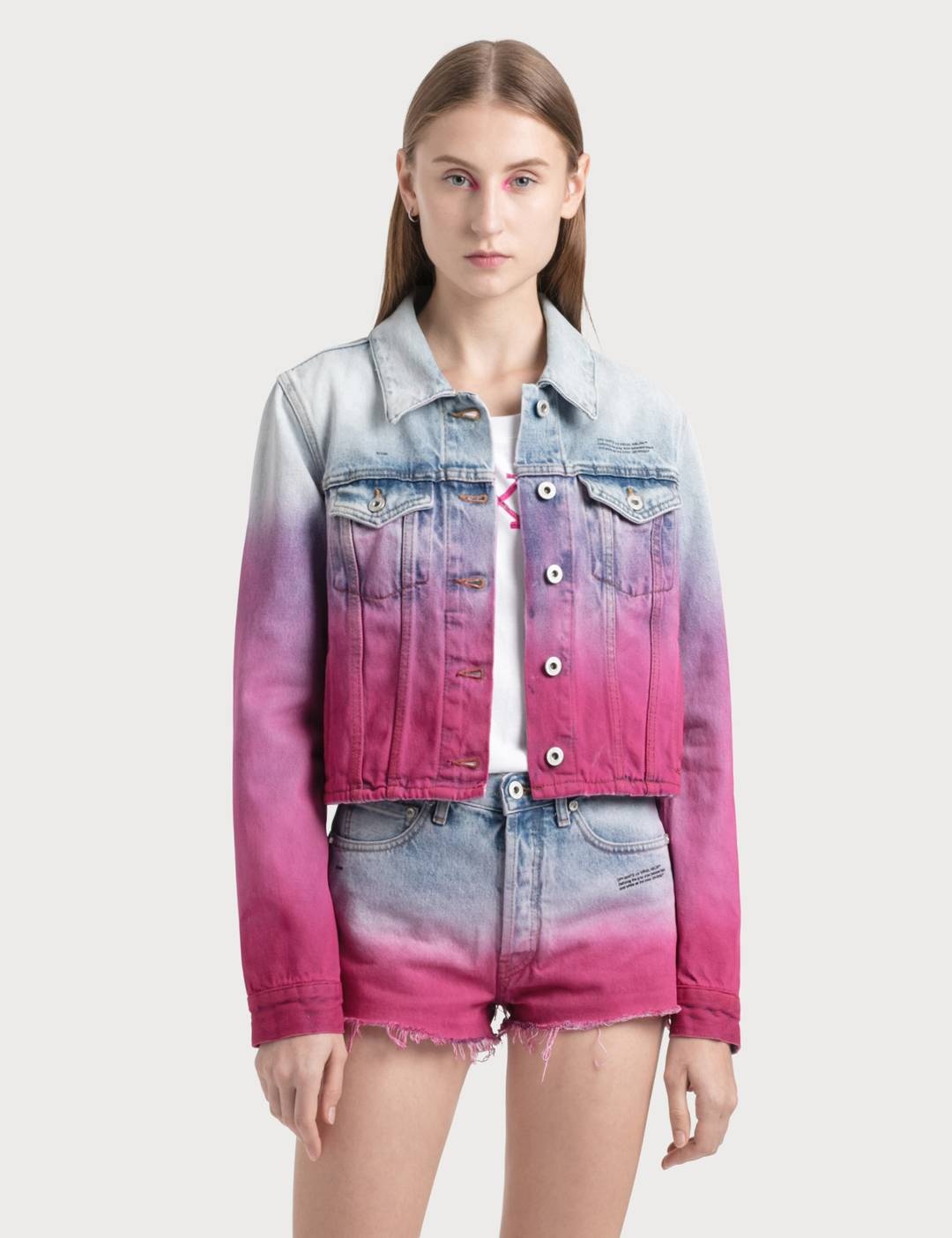 Degrade Cropped Denim Jacket - 1